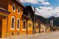 Rasnov, Romania: Inside courtyard and old houses of The Rasnov Citadel - a medieval fortress in traditional romanian style near