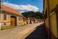 Rasnov, Romania: Inside courtyard and old houses of The Rasnov Citadel - a medieval fortress in traditional romanian style near