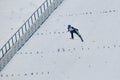 Rasnov, Romania - January 25: Unknown ski jumper competes in the FIS Ski Jumping World Cup Ladies Royalty Free Stock Photo
