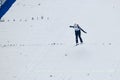 Rasnov, Romania - January 25: Unknown ski jumper competes in the FIS Ski Jumping World Cup Ladies Royalty Free Stock Photo