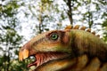 Details with a dinosaur model at an outdoors dino park in Romania