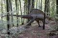 Details with a Spinosaurus dinosaur model at an outdoors dino park in Romania