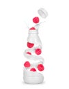 Raspberries with a bottle made from milk splashes