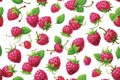 Raspberries collection with leaf isolated Royalty Free Stock Photo