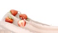 Raspberries float in a yogurt Presentation of dairy products flavored 3d render image