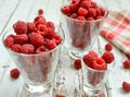 Raspberries on the glass