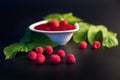 Raspberries jam with berries and leavies Royalty Free Stock Photo