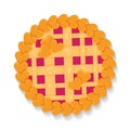 Raspberries jam pie with lattice crust and heart shape decorations Royalty Free Stock Photo