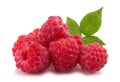 Raspberries with leaves isolated on white background Royalty Free Stock Photo