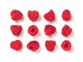 Raspberries pattern isolated, creative layout Royalty Free Stock Photo