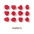 Raspberries pattern isolated, creative layout Royalty Free Stock Photo