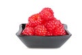 Raspberries in a plate, isolated on a white background Royalty Free Stock Photo