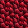 Raspberries seamless pattern background. Realistic photographic style.