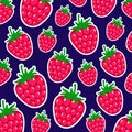 Raspberries seamless pattern. Summer fruits and berries colors vector background Royalty Free Stock Photo