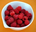 Raspberries still life in white bowl Royalty Free Stock Photo