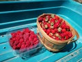 Raspberries and strawberries