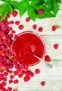 Raspberries on a wooden background. Selective focus. Royalty Free Stock Photo