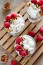 Raspberries and yogurt chia pudding parfait