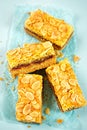 Raspberry bake well teacake with almond flakes