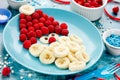 Raspberry banana Santa - breakfast idea for kids