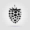 Raspberry black icon on a gray background with soft shadow