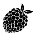 Raspberry black vector icon on white background