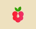 Raspberry blackberry with drop and green leaves icon vector logo template. Fresh organic juicy berry design logotype