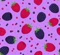 Raspberry and Blackberry Seamless Pattern
