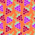 Raspberry and blackberry, white outline on orange background