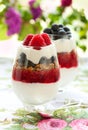 Raspberry and blueberry parfait Royalty Free Stock Photo