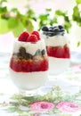 Raspberry and blueberry parfait Royalty Free Stock Photo