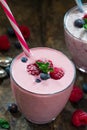 Raspberry and blueberry smoothie with yogurt