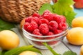 raspberry bowl on wood