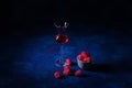 Raspberry brandy with fresh raspberries Royalty Free Stock Photo
