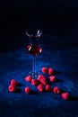 Raspberry brandy with fresh raspberries Royalty Free Stock Photo