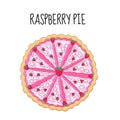 Raspberry cake, birthday cake. Baking with raspberries. vector illyustration