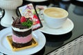 Raspberry cake and coffee