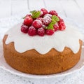 Raspberry cake with sugar icing
