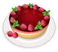 Raspberry cake Vector realistic. Sweet tasty dessert. Menu templates