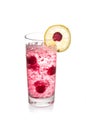 Raspberry cocktail with lemon garnish