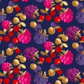 Raspberry and cranberry seamless pattern.