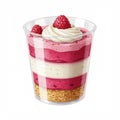 Raspberry Cream Dessert with Layers in Clear Cup on a White Background Royalty Free Stock Photo