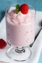 Raspberry cream dessert with mint Royalty Free Stock Photo
