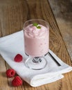 Raspberry cream dessert with mint Royalty Free Stock Photo