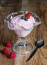 Raspberry cream dessert with mint Royalty Free Stock Photo