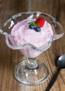 Raspberry cream dessert with mint Royalty Free Stock Photo