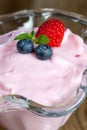 Raspberry cream dessert with mint Royalty Free Stock Photo