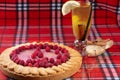 raspberry and cream pie with Royalty Free Stock Photo