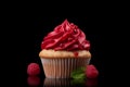 Raspberry cupcake sweet food. Generate Ai