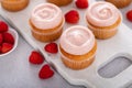 Raspberry cupcakes with swirled raspberry frosting Royalty Free Stock Photo